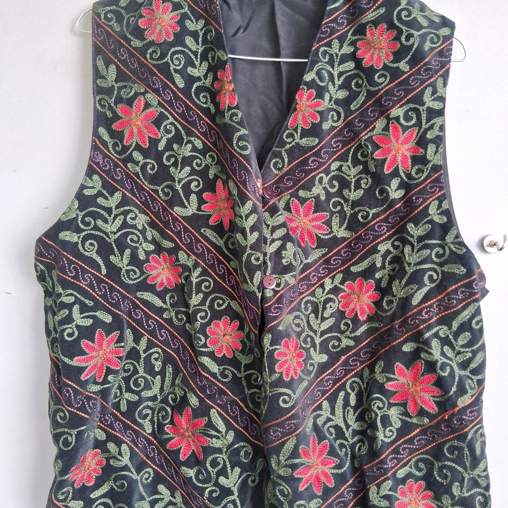 Smithsonian Institution Christmas 2 Pc Vest Skirt Embroidered Poinsettia‎ L